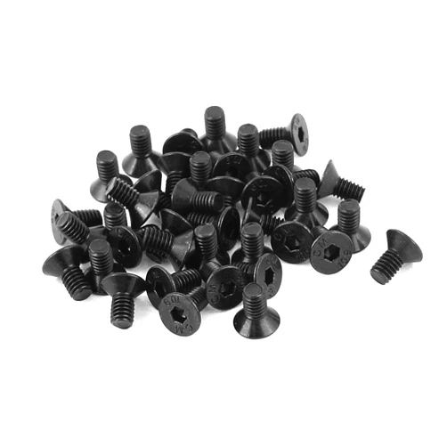 uxcell 50Pcs Black M4 X 8mm Alloy Steel Hex Socket Flat Head Countersunk Screws Bolts