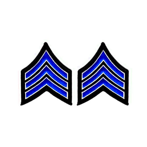 EMBROIDERED UNIFORM PATCHES & EMBLEMS Uniform Patches-Royal Blue/White Chevron Patches on Black Backing for Law Enforcement, Sheriff, Police, Security - 3-inch Wide - Sergeant Stripes - Police Patch Sergeant Chevron (SGT Patch) (Pair)