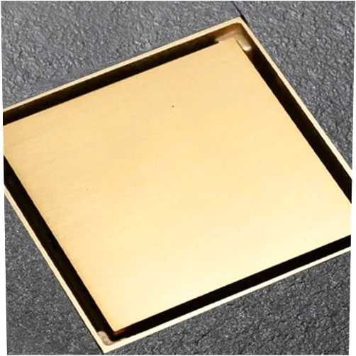AMHIL Brushed Gold Brass Hideep Floor Drain 100x100mm Square Bathroom Balcony Invisible Shower Drain