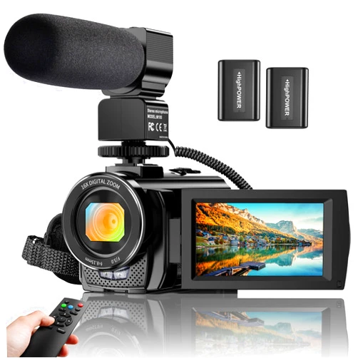 ALSONE Video Camera Camcorder Digital YouTube Vlogging Camera Recorder FHD 1080P 24.0MP 3.0 Inch 270 Degree Rotation Screen 16X Digital Zoom Camcorder with Microphone,Remote Control and 2 Batteries