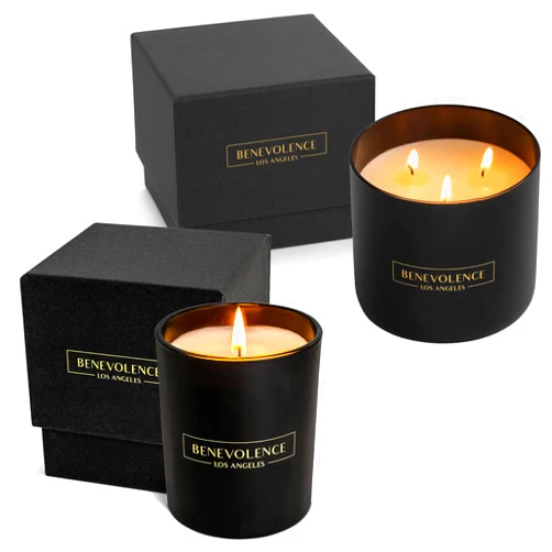 Benevolence LA Pine Wood 14.5 Oz Large Candle and Rose & Sandalwood 6 Oz Scented Candles Bundle, Manly Candles for Men, Pine Scented Candles for Home Scented, 45 Hour Burn Sandalwood Candles for Women