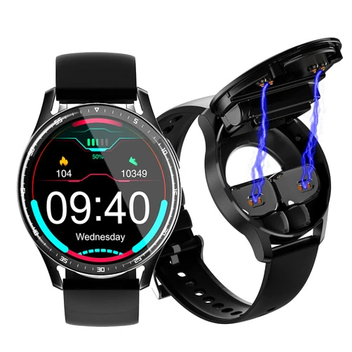 Woliwowa Smart Watch with Earbuds, 2 in-1 Smart Watch for iPhone Compatible, Blood Pressure Watch Pro for Men, IP X7 Waterproof Fitness Tracker MP3,Voice Recorder, Heart Rate Sleep Monitor, Long Time Standby