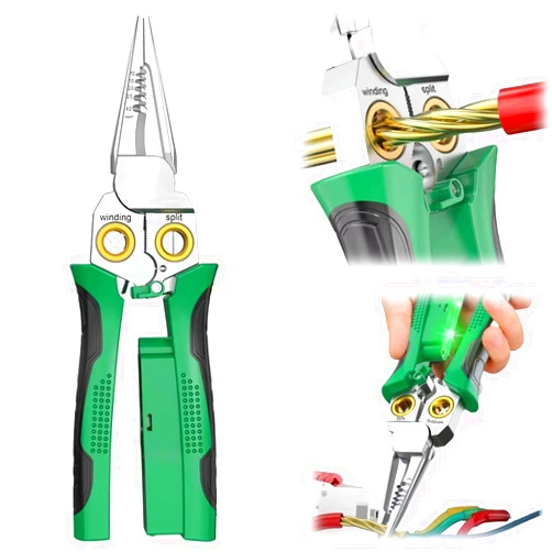 GADO 8in1 Wire Stripper Twister for Cutting and Pulling Wires, Cable Scissors,Voltage Tester Pliers, 12V to 250V Live,Null,Hot Wire Judgment AC DC, Audible and Flashing LED Alarms