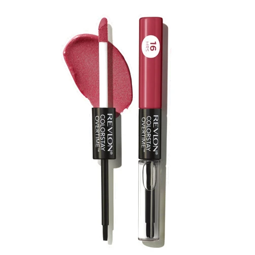 Revlon Liquid Lipstick with Clear Lip Gloss, ColorStay Face Makeup, Overtime Lipcolor, Dual Ended with Vitamin E in Plum / Berry, Relentless Raisin (270), 0.07 oz