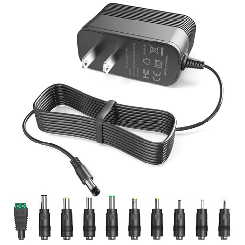IOKOFJOA 9 Volt Charger Universal Power Adapter for DC in 9V Power Cord with 10 Interchangeable Jacks for 1000mA 900mA 800mA 700mA 600mA 500mA 400mA 300mA 200mA 100mA Electronics