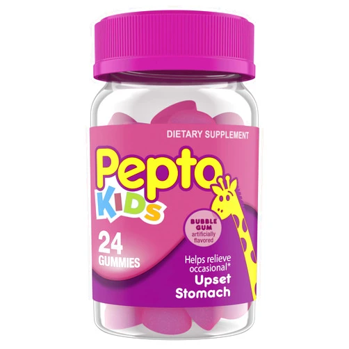 Pepto Bismol Pepto Kids Gummies, Helps Relieve Occasional Upset Stomach, Acid Indigestion, Sour Stomach and Heartburn, 24 Gummies