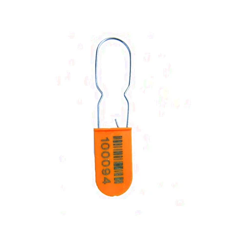 BFSEALS Plastic Wire Padlock A Security Seal, Numbered and Barcode, Orange Color, 100 pcs.