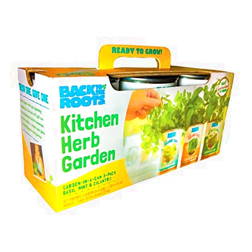 Back to the Roots New Kitchen Garden Complete Herb Kit Variety Pack of Basil, Mint, and Cilantro Seeds