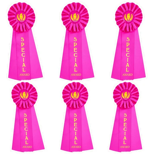 Geosar 6 Pcs Special Award Ribbons with Event Card and String Purple Place Ribbons Participation Ribbon Achievement Prize Ribbons for Kids School Competition Contests Sports Event Office Team