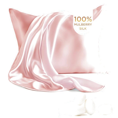 Bedsure 100% Mulberry Silk Pillowcase for Hair and Skin,Pink Silk Pillow Case with Hidden Zipper, Gifts for Women Men, Standard Size Single Pack,20x26 Inches