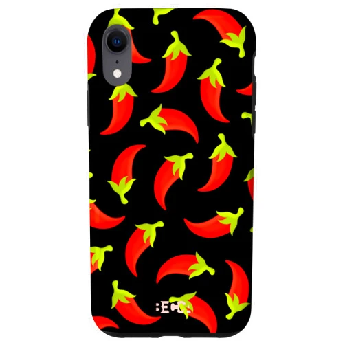 Becca Phone Case iPhone XR Spicy Chili Lover Pepper Sauce Stay Spicy black Phone Case