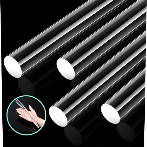 Patelai 10 Inch Acrylic Dowel Rods for DIY Crafts 1 Inch Diameter Acrylic Round Rods Clear Acrylic Dowel Rods for Rolling Pins Clay Projects (4 Pieces)