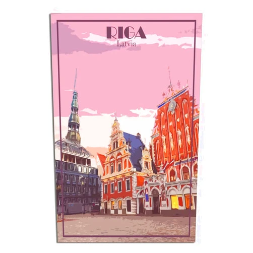 SDFSD Riga Latvia Vintage Travel Poster Building Decorative Posters Modern Bedroom Office Family Canvas Art Poster Picture Painting Posters Wall Decor Art Gift 12x18inchs(30x45cm)