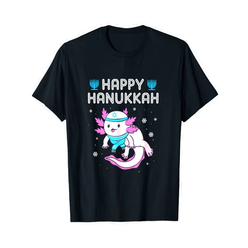 Hanukkah Festival Of Lights Jewish Holiday Gifts Happy Hanukkah Festival Jewish Axolotl T-Shirt