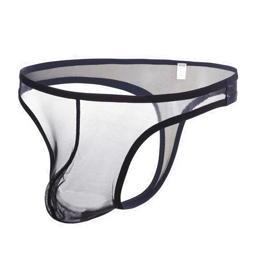 JINSHI JNSHI Men's See Through Sexy Thongs Underwear Bulge Pouch Mesh G-string T-back Butt-Flaunting Bikini
