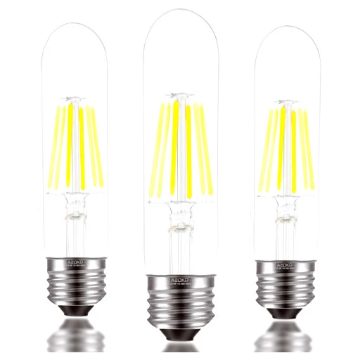 ASOKO E26 T10 Bulbs Daylight White 6W, Dimmable T10 Edison Bulb 60 watts 4000K, E26 Base LED Tubular Light Bulbs, Tube Vintage LED Edison Bulb for Desk Lamp, Pendant Lights, Home (3 Pack)