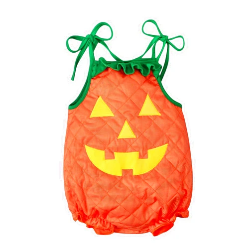 Noubeau Toddler Baby Boy Girl Halloween Clothes Pumpkin Sleeveless Romper Bodysuit One Piece Halloween Outfit