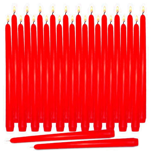 Soyyla Red Taper Candles, Set of 24 Unscented and Smokeless 10 Inch Taper Candles Long Burning, Paraffin Wax with Cotton Wicks for Burning Approxinately 7-8 Hours Time