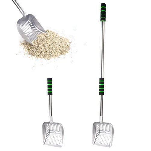 Onlyoung Cat Litter Scoop, Metal Adjustable Long Handle Litter Scooper, Detachable Stainless Steel Non-Stick Kitty Litter Scoop with Foam Padded Grip Handle, Heavy Duty Cats Pooper Pet Poop Shovel