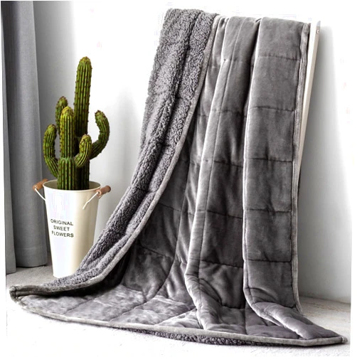 Topblan Sherpa Fleece Weighted Blanket 15lbs Queen Size, Uniformed Color with Fuzzy Fleece and Shaggy Sherpa to Help with Better Sleep, 60x80 inches, Grey