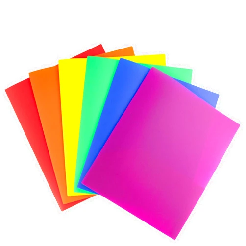 Dunwell Plastic 2-Pocket Folders (6 Pack, Assorted Colors), 8.5x11 Document Folders for School and Office, Heavy Duty Poly, Long Lasting, Includes Labels