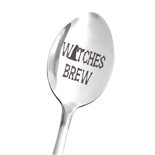 Aakihi Funny Coffee Spoon Engraved Stainless Steel for Women Men Coffee Tea Lover Gift - Best Spoon for Kids Sister Teens Friends - Halloween Decor - Perfect for Birthday/Halloween/Christmas