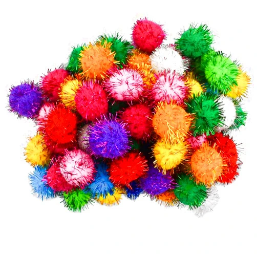 yuntop 70 Pack Assorted Color Sparkle Balls Glitter Tinsel Ball Cat Sparkle Balls Toys Interactive Cats Pom Poms Ball for Kittens Cat's Favorite Toy