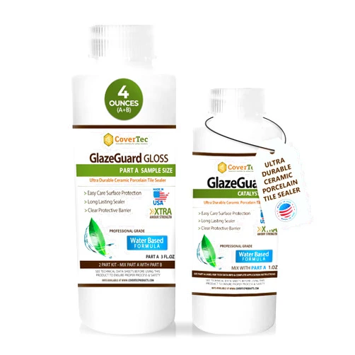 CoverTec GlazeGuard Gloss Ceramic & Porcelain Tile, Grout Sealer - High Gloss, Wet Look Finish (4 oz Kit)