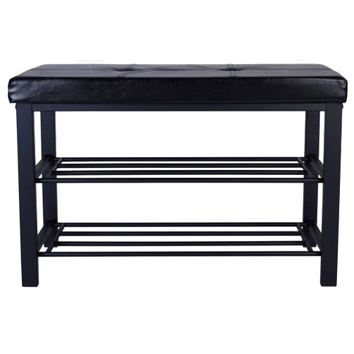 Simplify Storage Bench, Shoe Rack, Ottoman, Tufted, Padded Seating for Entryway, Bedroom, Closet & Hallway, Black