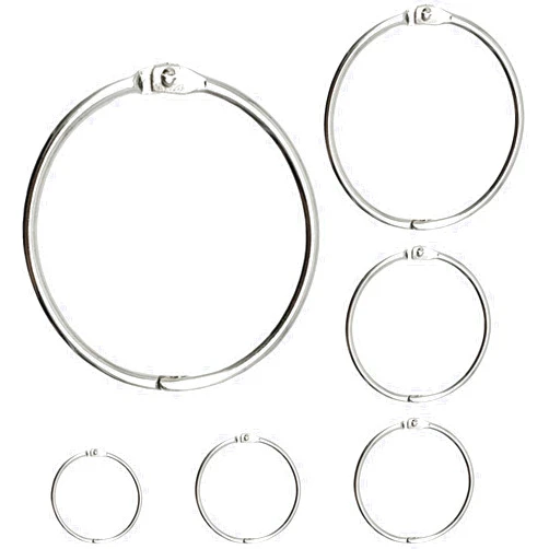 OWLKELA Binder Rings 50 Pcs, Assorted Sizes, Nickel Plated, Loose Leaf Binder Ring, Rings for Flash Cards, Index Card Rings, Book Rings, Ring Hooks, Paper Rings for School, Home or Office