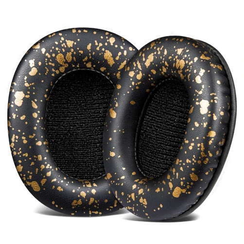 SOULWIT Earpads Replacement for Sony MDR-7506 MDR-V6 MDR-V7 MDR-CD900ST Monitor Headphones, Ear Pads Cushions with Softer High-Density Foam - 7506 PL Black Gold