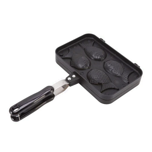 OUKENS Japanese Taiyaki Fish Shape Cake Pan, Taiyaki Pan Fish Shaped Waffle Cake Maker Pan Fish Shaped Pancake Double Pan Home Cooking Mold, Non Stick, Anti Scalding Handle