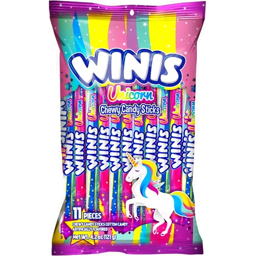 Winis Unicorn | Chewy Candy Swirl | Cotton-Candy Flavored | Sharing Size 4.3 Oz Bag - 11 Pieces | Easter Candy Variety Bag
