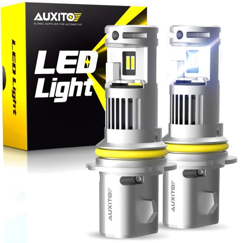 AUXITO 9004/HB1 Bulbs, 27000 Lumens 700% Brightness, 6000K Cool White Hi/Lo Beam 9004 Light Bulbs, Halogen Replacement Fog Light with Fan, Plug and Play, Pack of 2