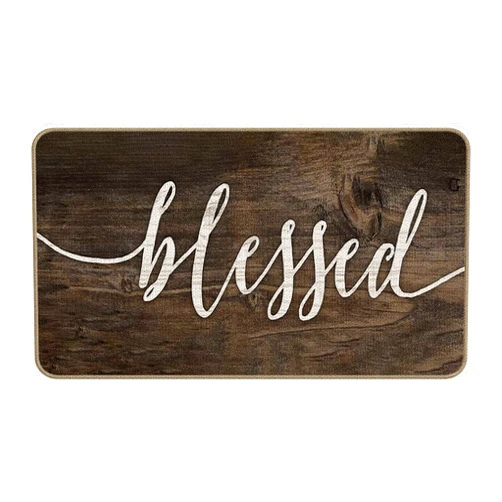 XAPEK Blessed Door Mat Farmhouse Decorative Indoor Outdoor Doormat, Housewarming Gifts Family Room Front Door Mat 17 x 30 Inch for Home Room Entrance, Non Slip Rubber Backing Front Porch Mat