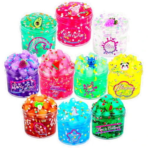Hahafunyo Clear Slime Kit 10 Pack Crystal Clear Slime Set Non Sticky Premade Jelly Cubes Clear Slime Pack Party Favors Stress Anxiety Relief Toy for Boys Girls Holiday Toys for Kids