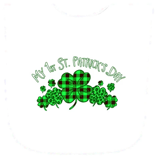 inktastic My 1st St. Patrick's Day with Plaid Shamrocks Baby Terry Cloth Bib