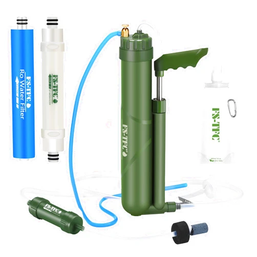 FS-TFC Portable Water Filter Survival Gear High Precision and Large Flow Optional 2 in 1 Water Purification for Hiking, Camping, Travel, and Emergency Preparedness