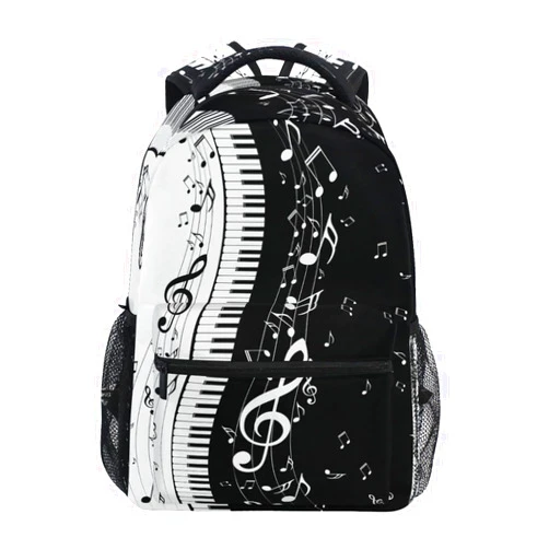 QUGRL Piano Music Note School Backpack for Girls Boys Large Bookbag Laptop Computer Bag Casual Hiking Travel Daypack Backpack Schoolbag for Teens College 16 Inch
