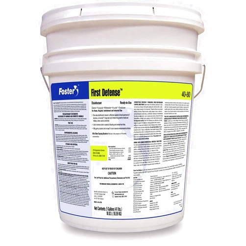 H.B. Fuller Foster First Defense 40-80 Disinfectant Cleaner. For Home, Hospital, Institutional and Industrial Use. Deodorizes and Cleanses Most Surfaces. 5 GL Bucket with Handle.