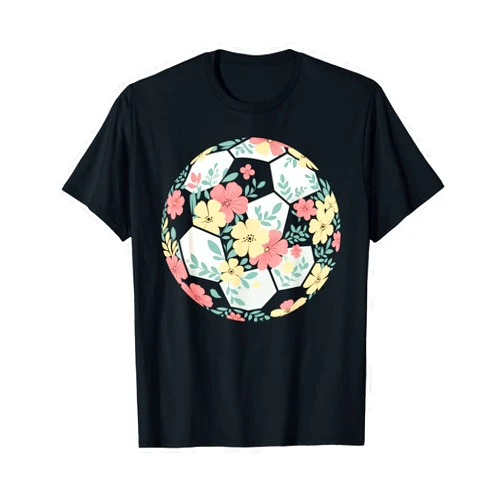 Cute Soccer Lovers Mother's Day Costume For Women Floral FLower Soccer Player Mom Grandma Womens Mothers Day T-Shirt