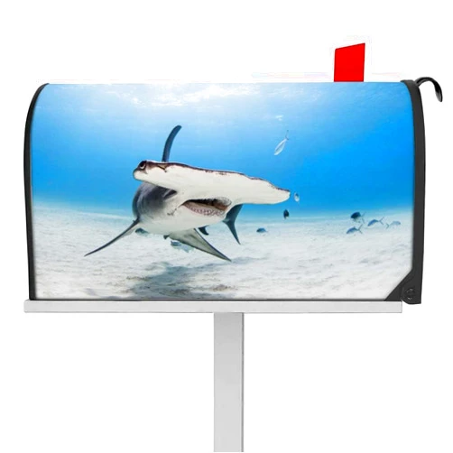 Sertiony 21X18 Inch Magnetic Mailbox Covers Great Hammerhead Shark in Bimini on Sandy Bottom with Mouth Open Mailbox Covers Magnetic Mailbox Décor
