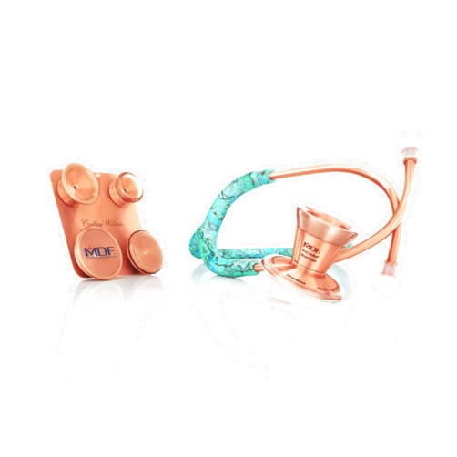 MDF Instruments Turquoise Rose Gold ProCardial Cardiology Stethoscope + MDF Pediatric and Neonatal Attachments with Clip