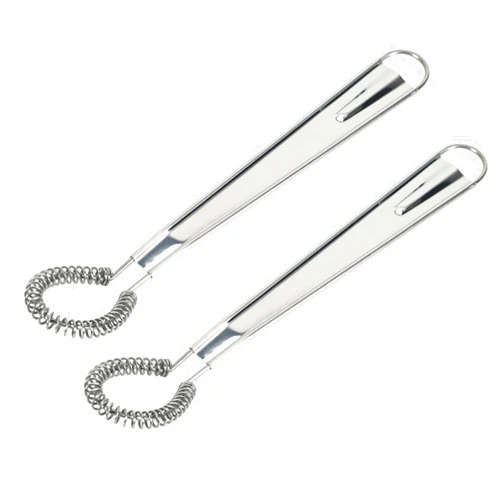 Lygchii 2 Pieces Egg Beater, Stainless Steel Mini Egg Whisk, Spring Coil Whisk, Handheld Milk Frother Foamer Sauce Stirrer Blender Coffee Mixer