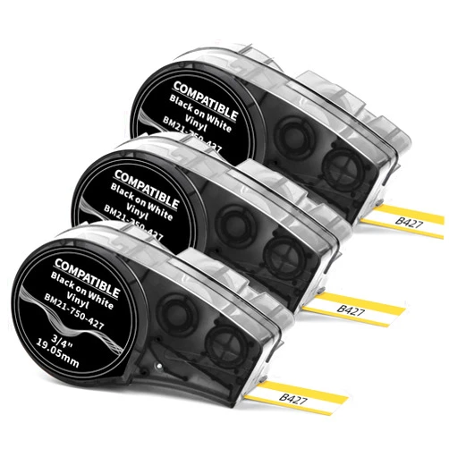 COLORTY Compatible M21-750-427 Self-Laminating Wire Wrap Labels, Black on White Vinyl Wire & Cable 0.75
