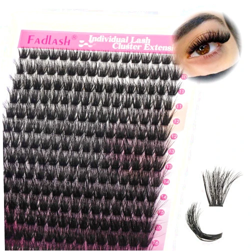 FADLASH Lash Clusters 100D Fluffy Eyelash Clusters 8-16mm Individual Lashes Cluster Eyelash Extensions 3D Effect Wispy Thick Lash Extension Clusters (100D-0.07-D, 8-16mm)