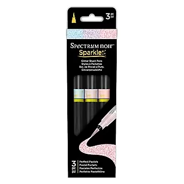 Spectrum Noir Sparkle Fine Glitter Brush Pens Set, Perfect Pastels, Pack of 3 Assorted