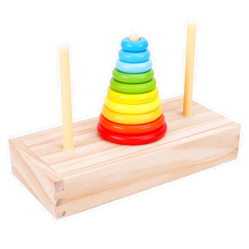 GEMEM Tower of Hanoi,Wooden Towers of 10 Rings Puzzle with Storage Box Logic Puzzle Brain Teaser Intellectual,STEM Logical Game Travel Toy Family Game Column Blocks Kids 5+ Years Gift