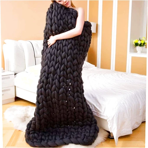 FQLY Knitted Blanket Super Soft Chunky Knit Blanket Luxury Braided Throw Blanket Handmade Cable Knit Yarn Blanket Dark Gray Bedroom Decor Home Decor Gift 39''x39''