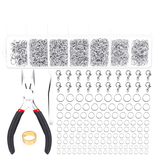 Paxcoo 1500Pcs Silver Jump Rings with Lobster Clasps and Jewelry Pliers for Jewelry Making Supplies Findings and Necklace Repair
